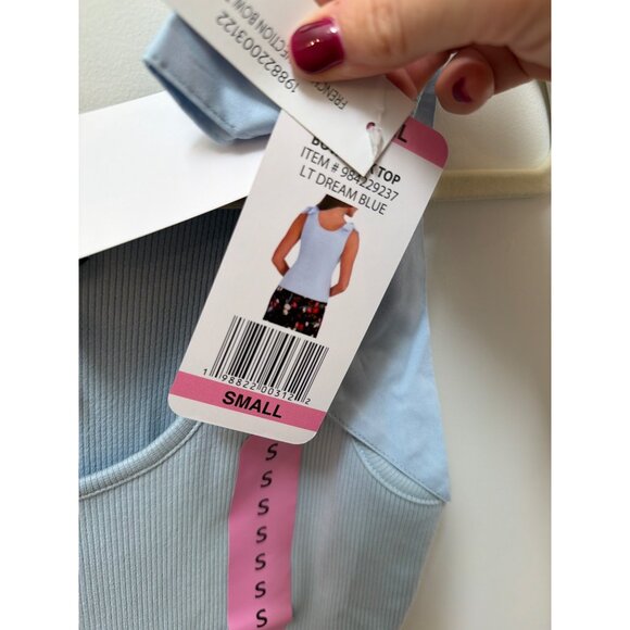French Connection Womens Light Blue Ribbed Tank Top With Tie Straps Size Small - Picture 5 of 5